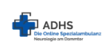 Blaues Kreuz-Logo mit Text: ADHS Die Online Spezialambulanz, Neurologie am Eisemtor auf weißem Hintergrund.